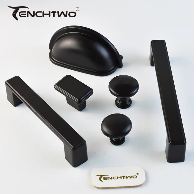 TENCHTWO maniglie per mobili da cucina moderne a forma di conchiglia nera per riporre scarpiera manopole per porte armadio guardaroba tiranti per cassetti