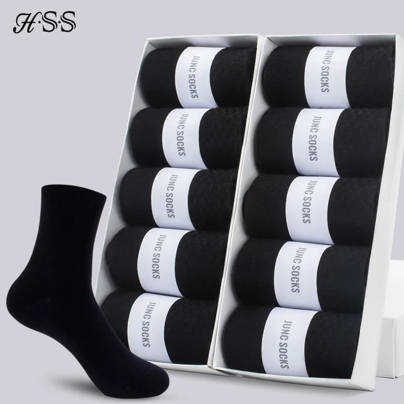 HSS 5/10 pairs of men's socks in mixed cotton socks for soft black businessmen and breathable winter summer for strong male socks (6.5-14)