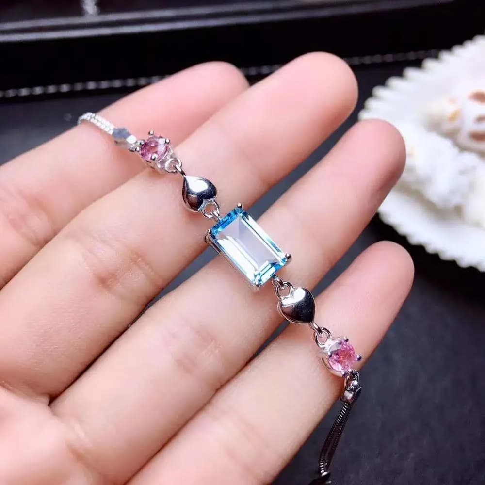 Bracciale a catena con topazio naturale Bracciale a catena con topazio reale e naturale Spedizione gratuita Argento sterling 925 con topazio naturale reale
