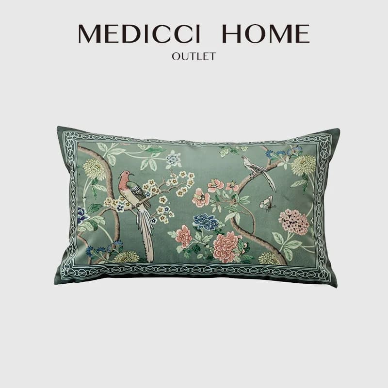 Medicci Home Chinoiserie caratteristica cinese fodere per cuscini cortile uccello e fiori stampa federa lombare decorazioni per la casa orientale