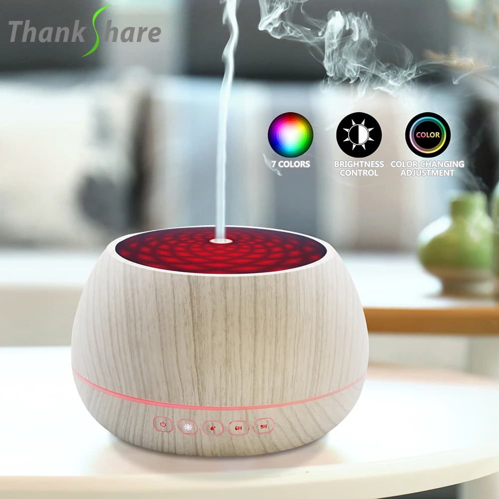 Grazie 1000 ML umidificatore diffusore di aromi aria ad ultrasuoni olio essenziale umidificatore 7 colori LED aromaterapia leggera per la casa