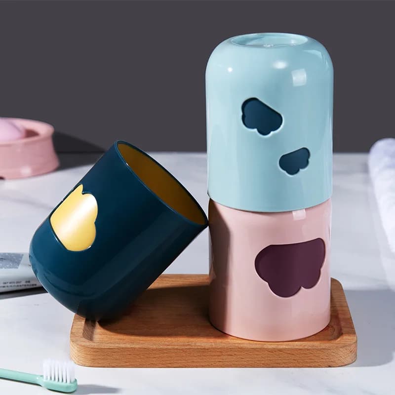 Semplice viaggio portatile spazzolino tazza bagno portaspazzolino in plastica portaoggetti coppia bocca tazza set da bagno bagno sup