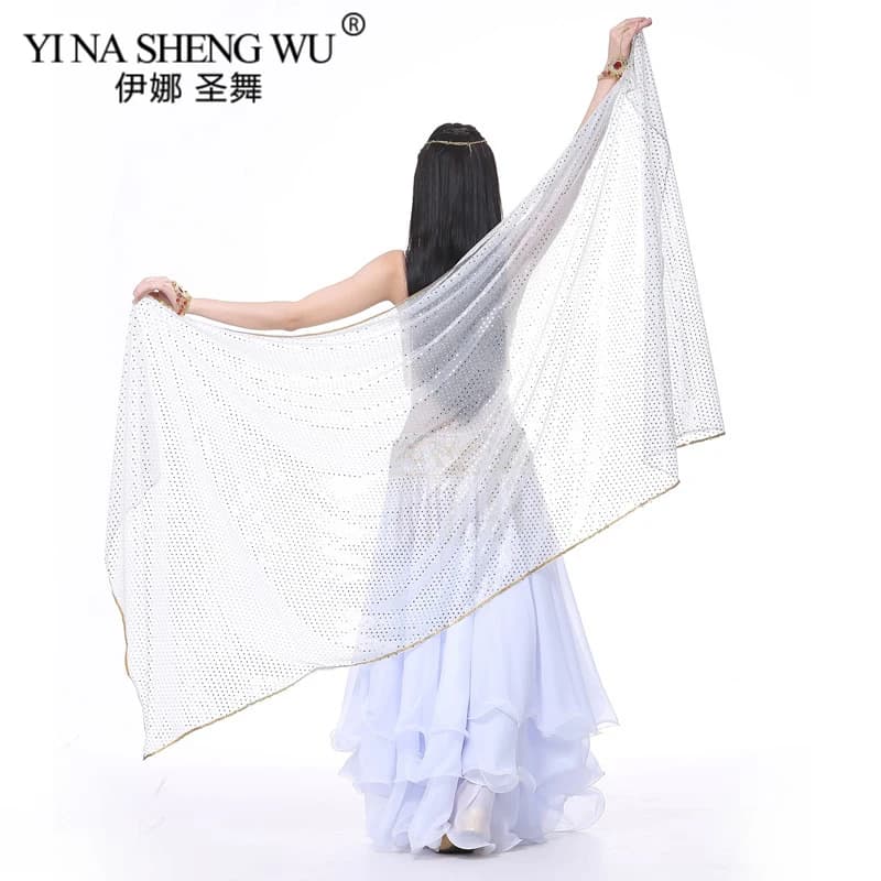 Paillettes economici Chiffon Tinta unita Velo da ballo Sciarpa di danza del ventre Sciarpa da ballo Lanciare filato Sciarpa Scialle Velo 210 * 95 cm 13 colori