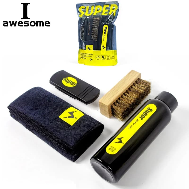 Set da 4 pezzi Kit professionale per la cura delle scarpe detergente portatile per scarpe in pelle Sneakers pulizia agente di pulizia profonda Set strumento pennello