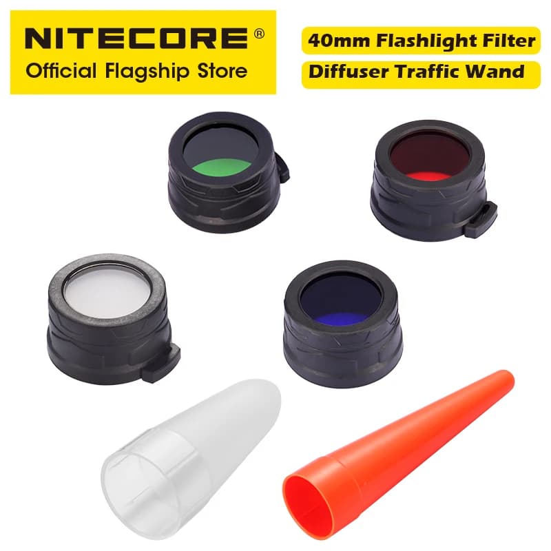 NITECORE 40mm filtro torcia rosso blu verde, diffusore adattatore bacchetta stradale NFR40 NFB40 NFG40 NFD40 NDF40 NTW40 per MH25 EA4