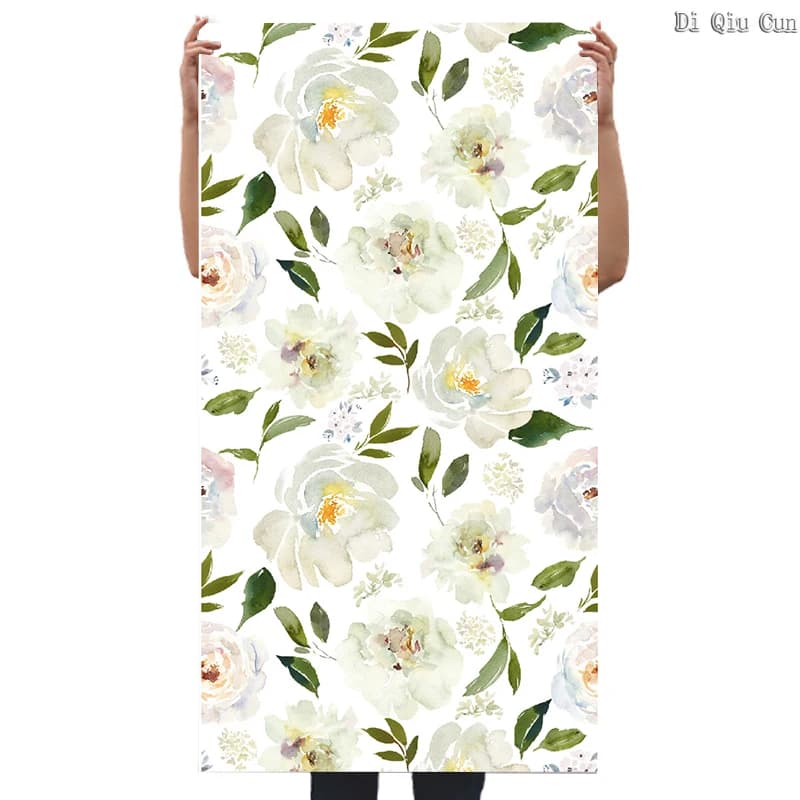 Countryside Floral Peel And Stick Wallpaper Removable Yellow White Green Leaf Contact Paper for Bedroom Wall Decorations