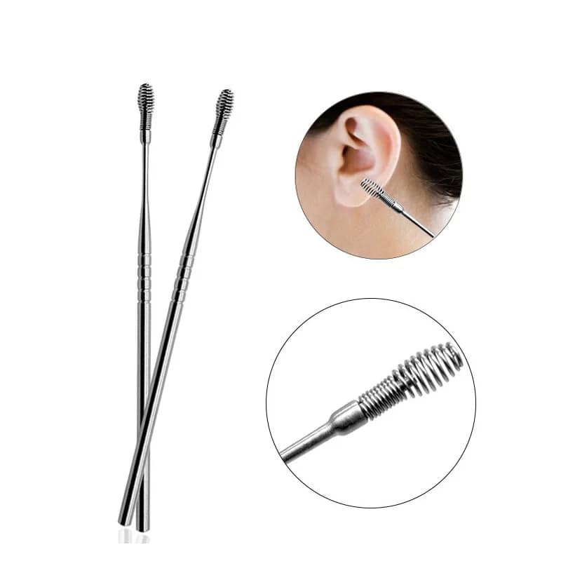 1-5pcs Creativo In Acciaio Inox Earpick Sprial Testa della Molla Orecchio Pulito Strumento Per I Bambini Adulti Kit di Pronto Soccorso forniture