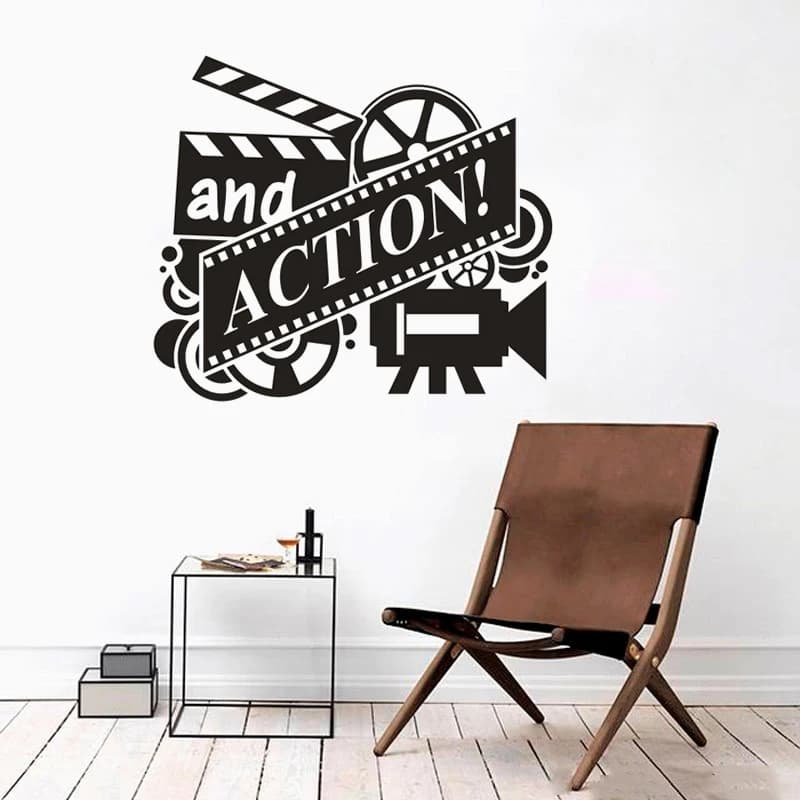 Film Reel Film Decalcomanie Della Parete Movie Action Vinyl Sign Self-adhesive Film Wall Decorating Camera Da Parati In Vinile Film Camera Decalcomania AZ978