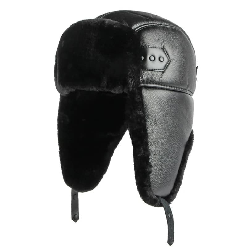 HT4002 nuovo cappello russo in pelle PU spesso caldo uomo cappello invernale antivento maschio impermeabile sci Trapper paraorecchie berretto russo cappello Bomber