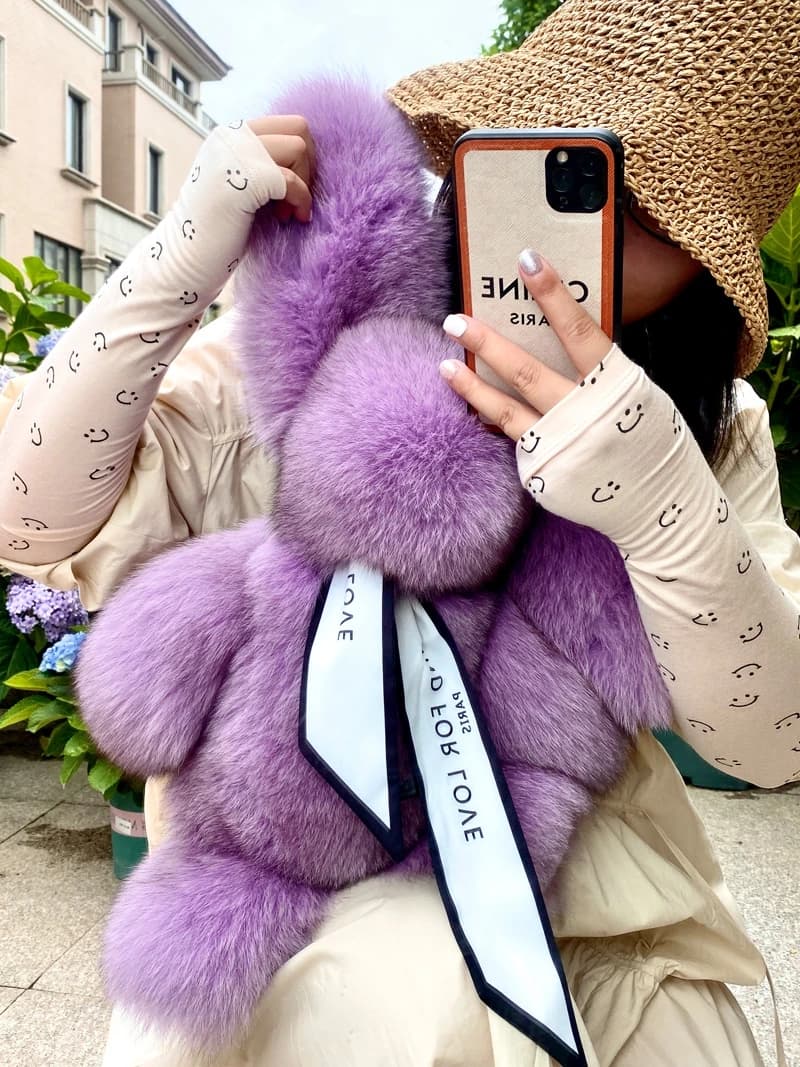 Bambola di coniglio in pelliccia di volpe di alta qualità vera pelliccia colore personalizzato personalità regalo di compleanno di lusso unico giocattoli di peluche per bambini