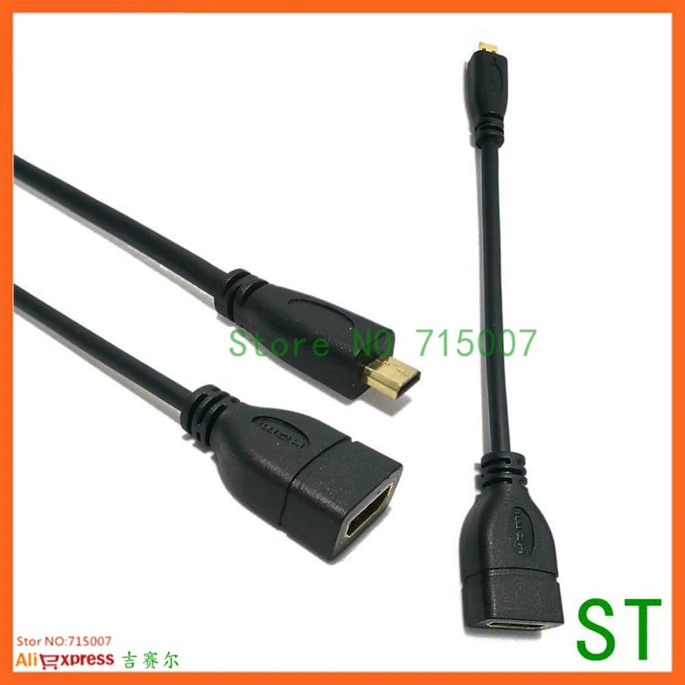 Micro HDMI adapter cable compatible with male to HDMI female HD converter code at left angle 90 degrees for HDTV projector for PC