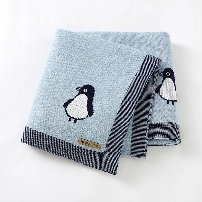 Newborn Plaid cotton blanket knitted baby boy girl stroller wrap Swaddle bed for newborn baby covers for sleeping penguin cute soft quilt