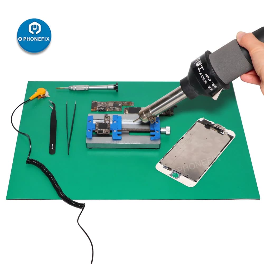 Tappetino antistatico + filo di terra + polso ESD per iPhone Samsung Riparazione computer Coperta antistatica Tappetino da lavoro con isolamento termico ESD