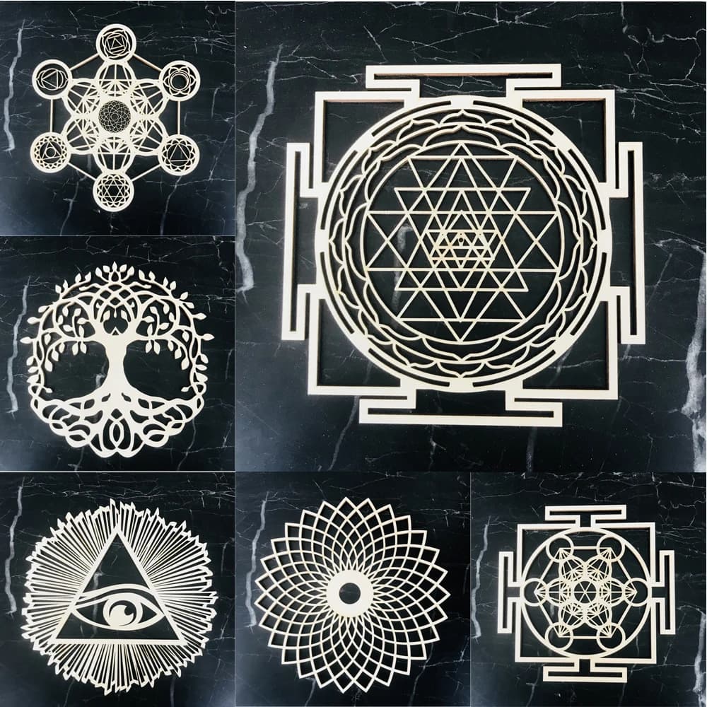 Life Tree Life Wood Flowers Ornaments Tips For Holiday Cabins, Recharge Grid Sacred Geometry Cube Wall Art