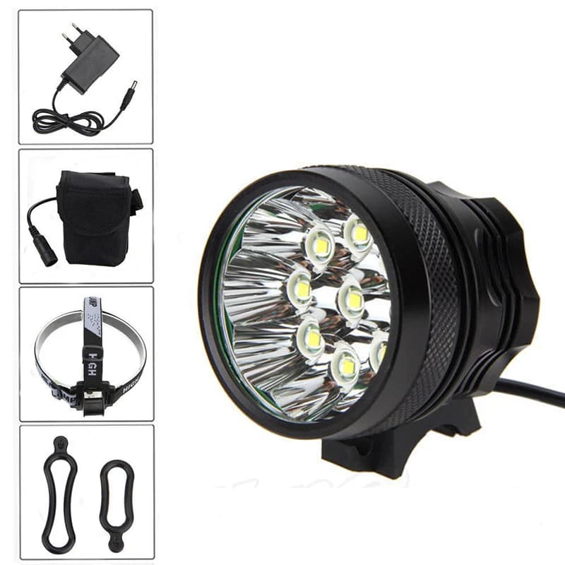 9xT6 luce anteriore per bicicletta torcia per manubrio MTB Ultra luminosa con batteria da 9000mAh 8.4v batteria da notte lampada da ciclismo a LED BC0545