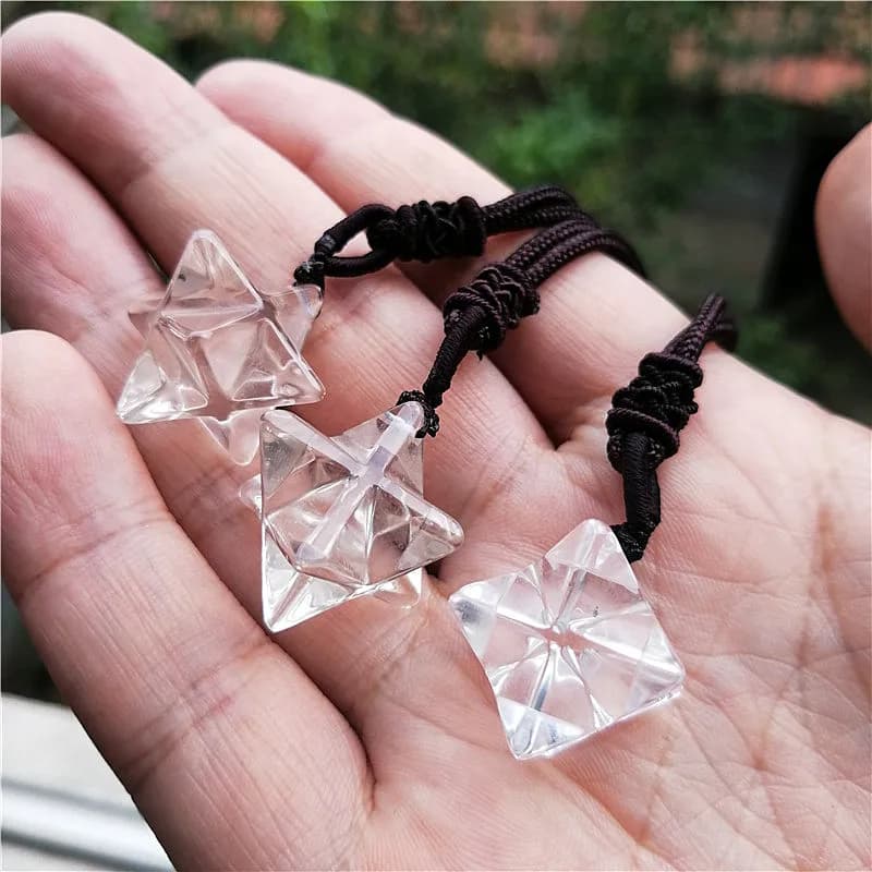 Pietra naturale quarzo pendente in cristallo bianco pendolo pendenti merkaba pendente chakra sospensione guarigione con ciondolo perline