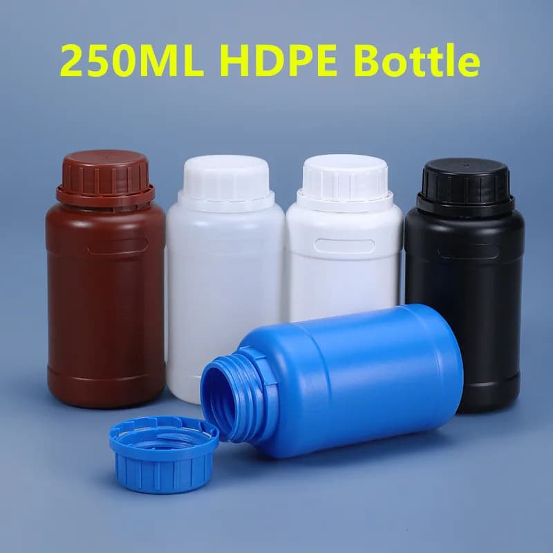 10PCS 250ml bottiglie rotonde materiale HDPE contenitore ermetico di stoccaggio per reagente liquido bottiglia per campioni per alimenti