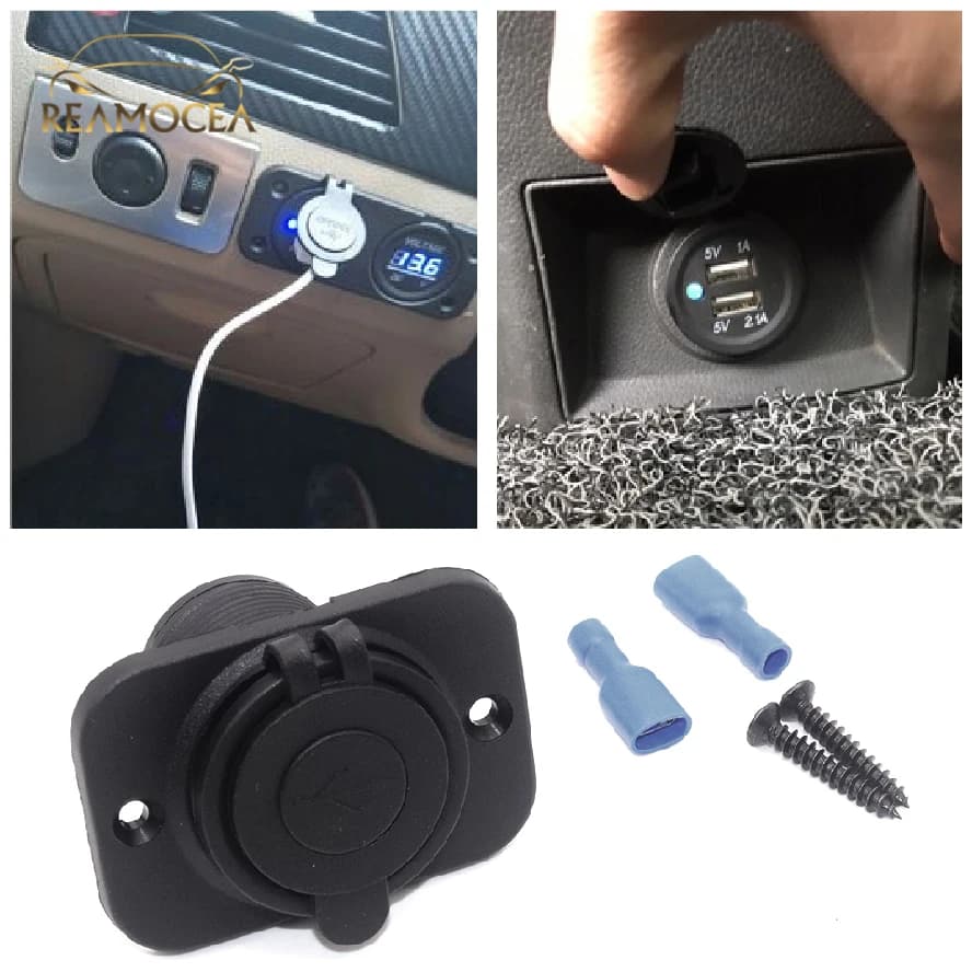 Reamocea Dual USB Port caricabatteria da auto presa accendisigari spina LED voltmetro adattatore di ricarica intelligente per telefono cellulare impermeabile
