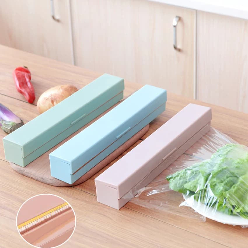 Utensile creativo da cucina involucro per alimenti in plastica Dispenser di pellicola trasparente foglio di alluminio cera taglierina scatola di taglio