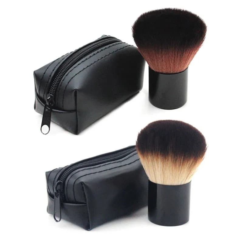Pennello Kabuki Blush Bronzer Fondotinta in polvere sciolta Pennello piatto per capelli sintetici con coperchio Custodia Contorno Strumenti per il trucco di bellezza