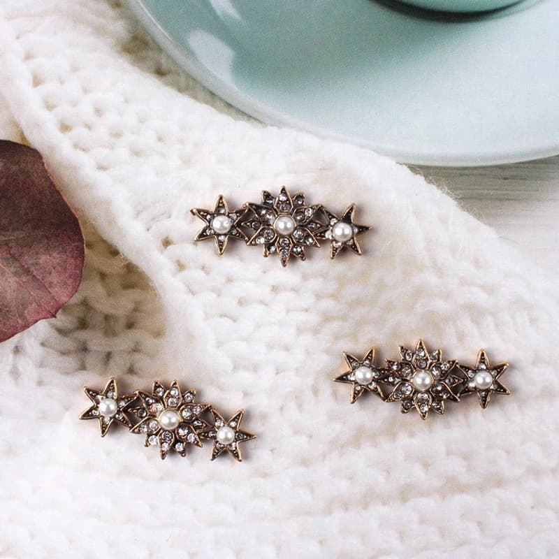 5 Pcs Rhinestone Pearl Flower Plate Diamond Button Jewelry Scarf For Hair Accessories Sewing Decorative Clothing Coat Buttons