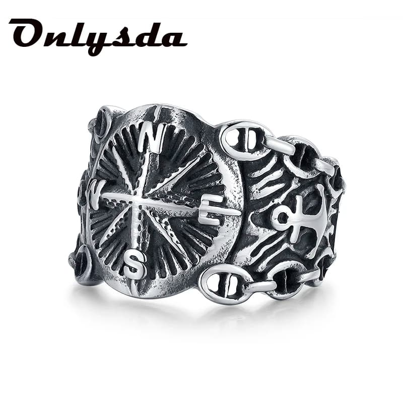 Northern Pirate Viking Compass Stainless Steel Marine Ring Amulet Rings Nordic Luxury Personality Jewelry Dropshipping OSR617