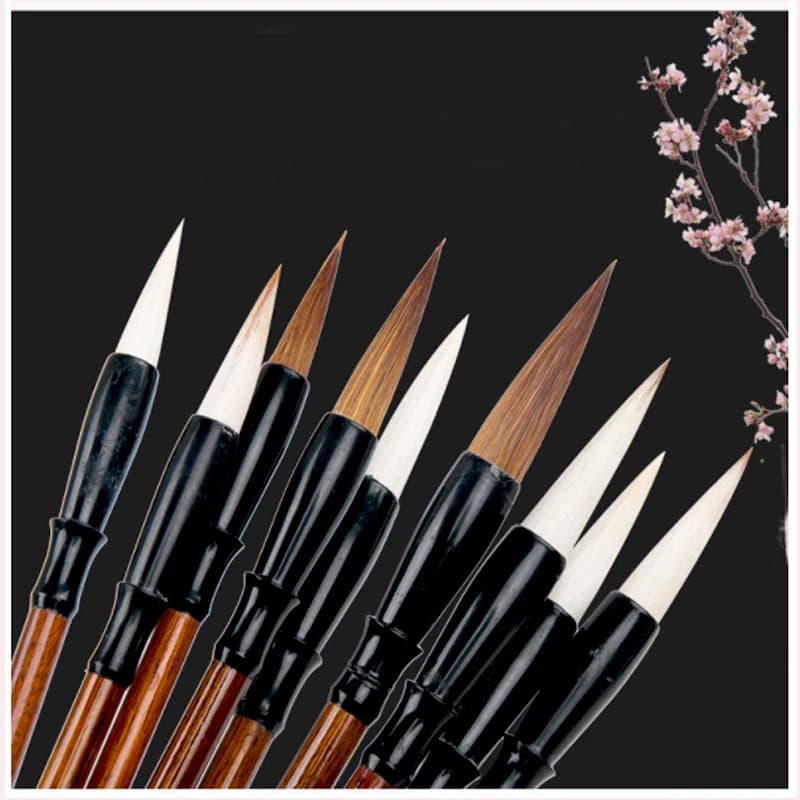 Makeasy Chinese Calligraphy Teaching Weasel Hair Brush Type Calligraphy Drawing Set of 3
