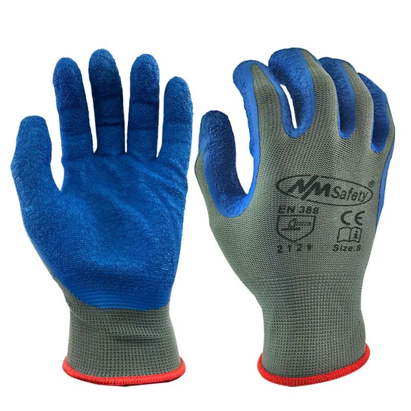 12 paia di guanti da lavoro Guanti da lavoro di sicurezza in gomma rivestita con palmo Guanti da lavoro in cotone poliestere blu per la casa Lavoro da lavoro Uomo Migliore presa