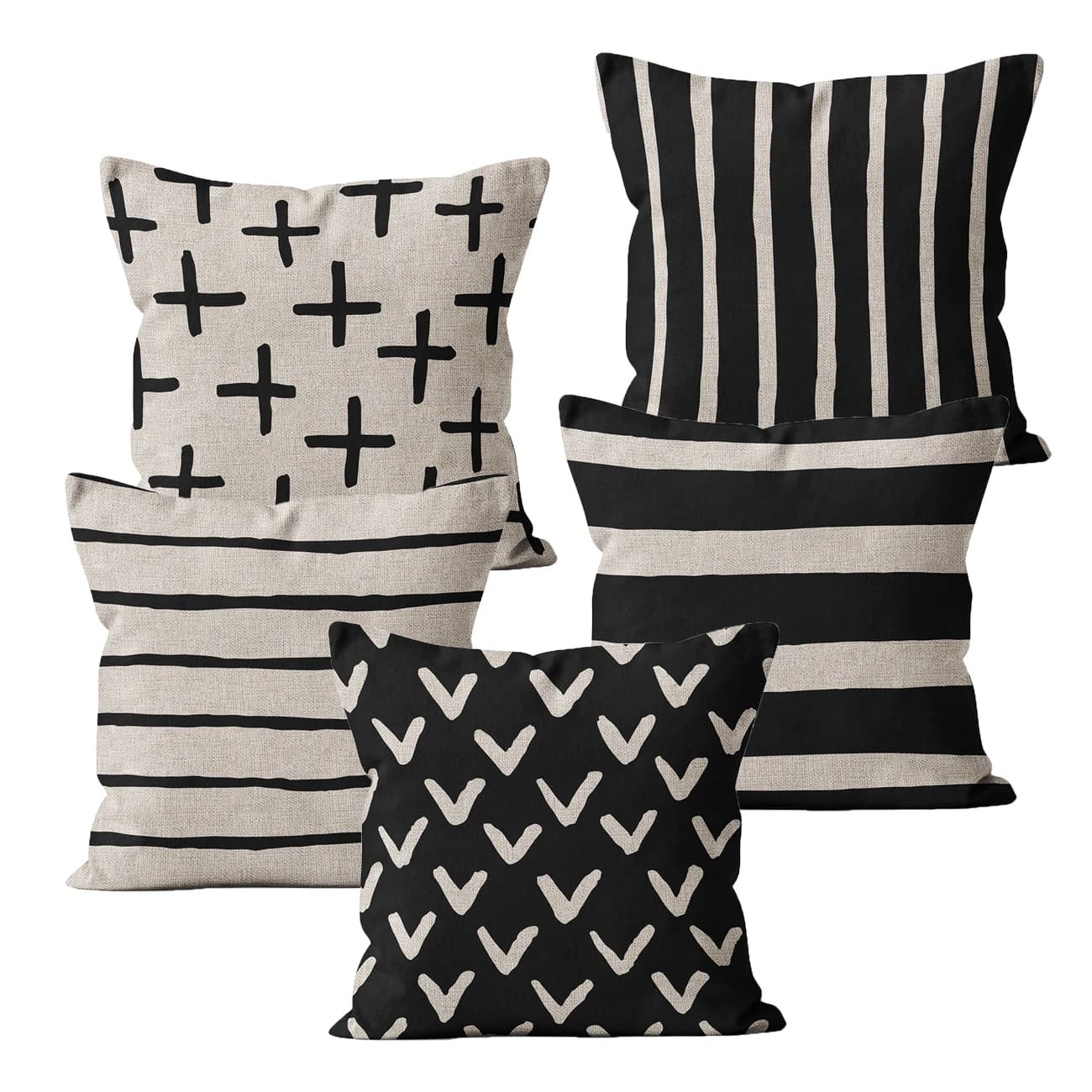 Decorative striped pillow sheet in Nordic style, artistic flax pillow for car, home decoration, 45x45, 40x40
