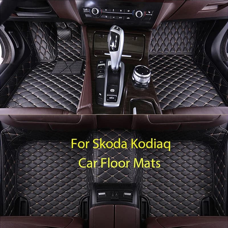 Car Floor Mats For Skoda Kodiaq Foot Mat PU Leather Carpets Pads Interior Decoration Rugs Cover Auto Accessories 2017 2018 2019