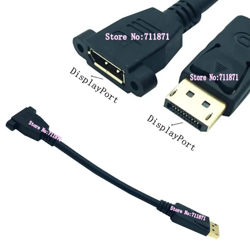 Cavo di prolunga DisplayPort DP maschio-femmina con fissaggio a vite, 30 cm, cavo DisplayPort DP corto, cavo DP M-F, cavo DisplayPort DP