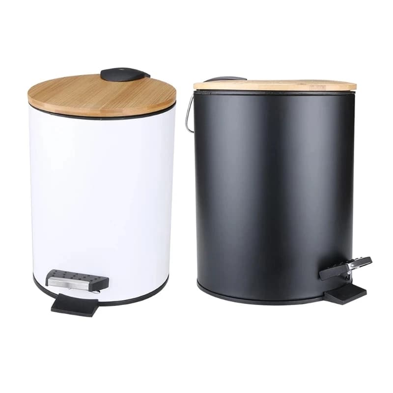 3/5L Flip Step in legno bidone della spazzatura bidone della spazzatura contenitore per rifiuti organizzatore bagno cucina soggiorno decorazione dell'ufficio