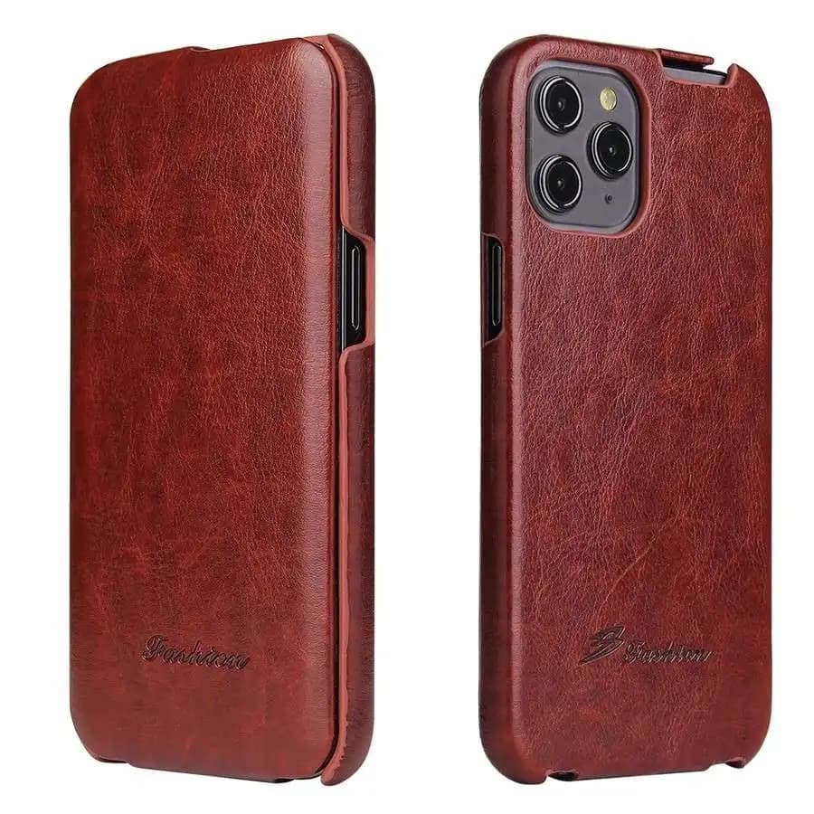 Genuine Leather Vertical Flip Cover Case for Apple iPhone 17E 16 15 11 14 Plus 13 Pro Max 12 Mini 7 8 SE 2022 16E Luxury Fundas