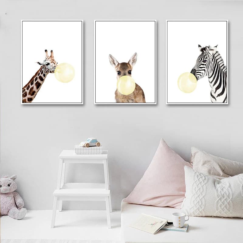 Nordic Cartoon Poster Animal Atlas Wall Art Painting Simpatiche immagini su tela per la cameretta dei bambini Asilo nido Decorazione domestica moderna Senza cornice
