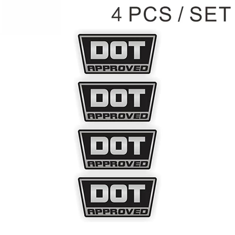 4 pieces of DOT approved bike helmet stickers, labels for decals DOT 3D styling decoration, 5 cm