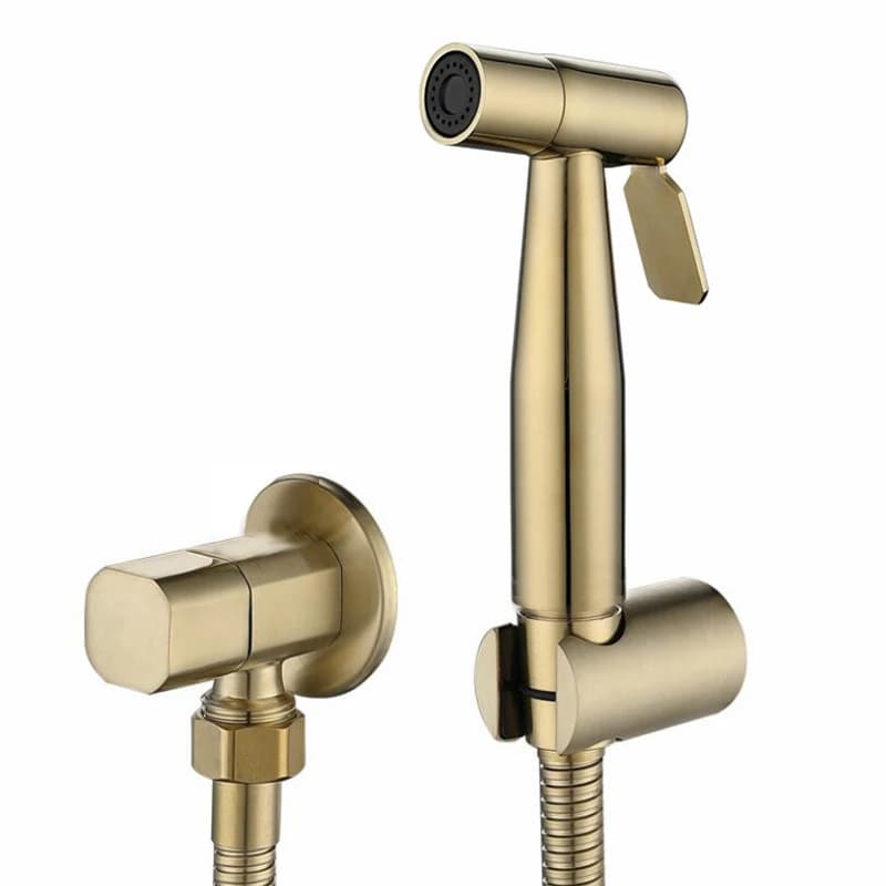 Spruzzatore per bidet per WC tenuto in mano Oro spazzolato Bidet in acciaio inossidabile Jet Douche Kit Rubinetto Shattaf Rondella per WC Pulizia BG909