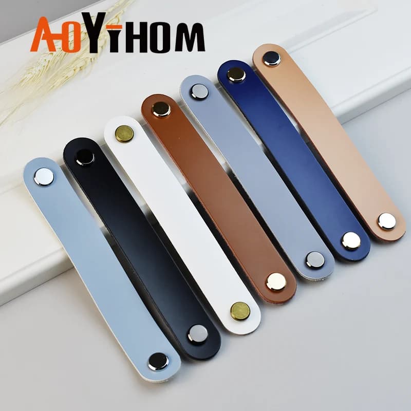AOYIHOM Cassetto in pelle Scarpiera Armadi Tira Mobili da cucina Maniglia per armadio Maniglia per camera da letto Toletta Armadio Manopola per porta