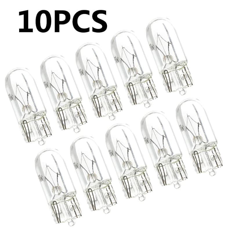 10 X Bianco T10 W5W 501 194 Lampada di segnalazione trasparente Vetro 12V 5W Bianco caldo W2.1x9.5d Lampadina per auto a filamento singolo Luce automatica