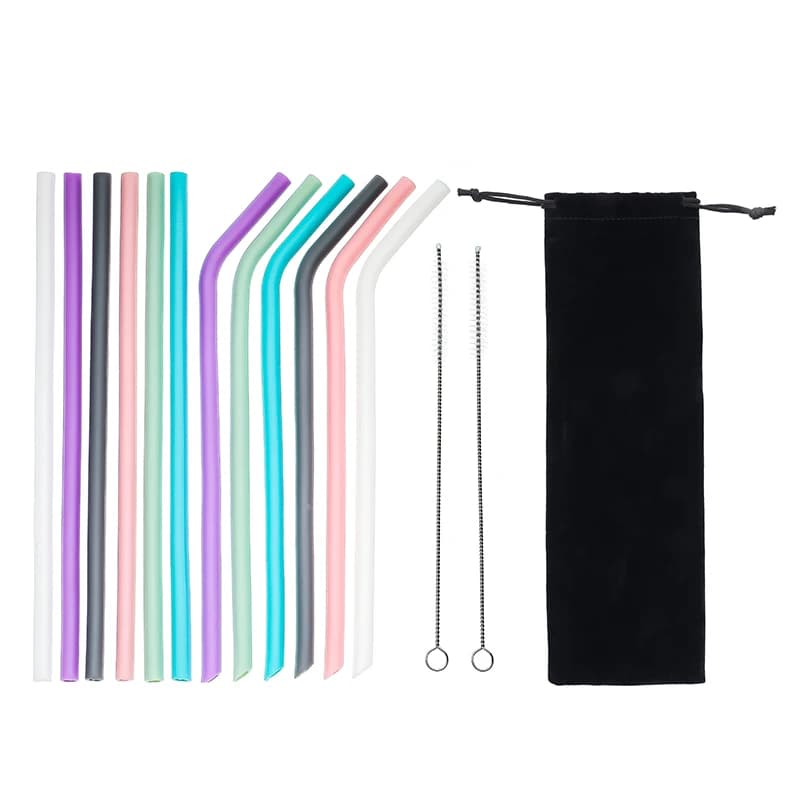 6 cannucce riutilizzabili in silicone cannucce per latte creative robusto piegato dritto Boba paglia spazzola per pulizia bar accessorio per feste