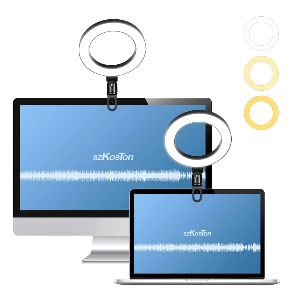LED Luminous Ring with Clip on Laptop Filling Lamp for Video Conferencing Zoom Webcam Chat Streaming Live Youtube