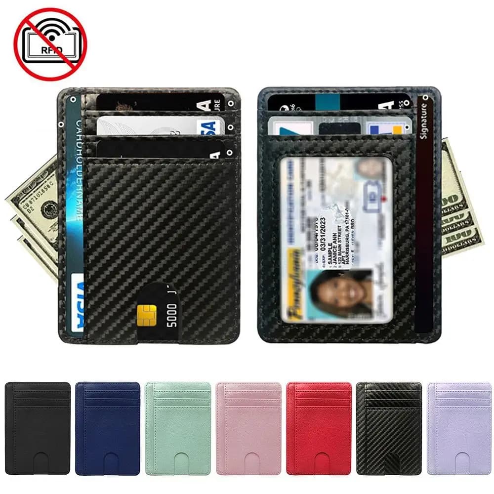 Fashion Bags Credit Cards Wallet Money Case Cover Mini Purse ID Card Holder RFID Blocking Leather Wallet 8 Slot