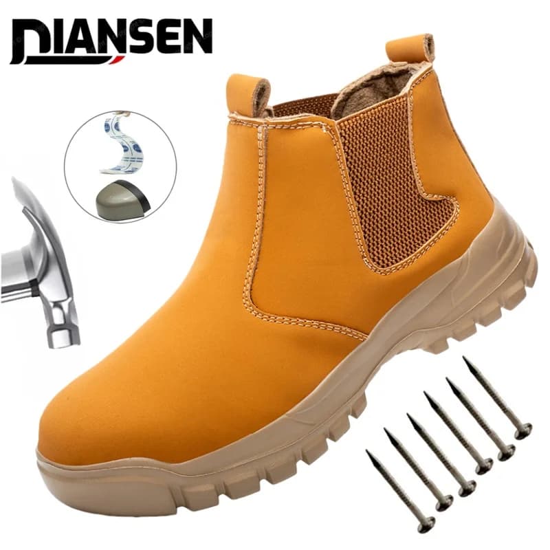 Stivali da lavoro ultraleggeri da uomo Stivali da lavoro antinfortunistici con punta in acciaio Scarpe comode Solette in Kevlar Stivali da lavoro impermeabili esterni industriali