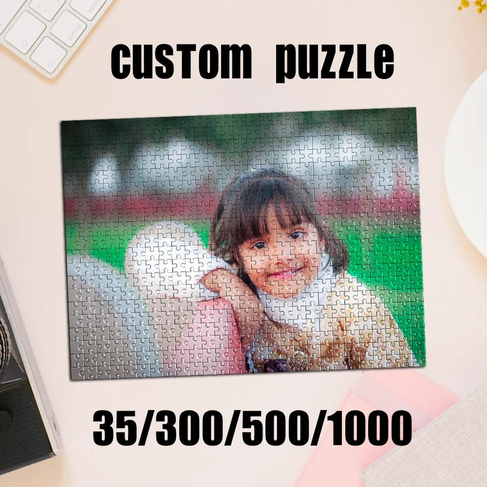 Puzzle personalizzato con foto da 35/300/500/1000 pezzi, giocattolo fai-da-te per bambini, decorazione da esterno, regalo da collezione per la crescita