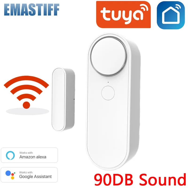 90DB Sound Smart Tuya Door Window Sensor with Siren Wireless Wifi APP Burglar Alarm