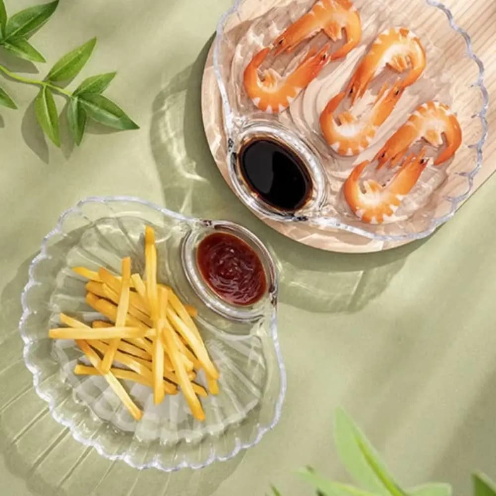 Shell DishTransparent Dumpling Plate with Vinegar Discs Sushi Breakfast Dried Fruit Snack Shell Spitting Dish Fruit Plate