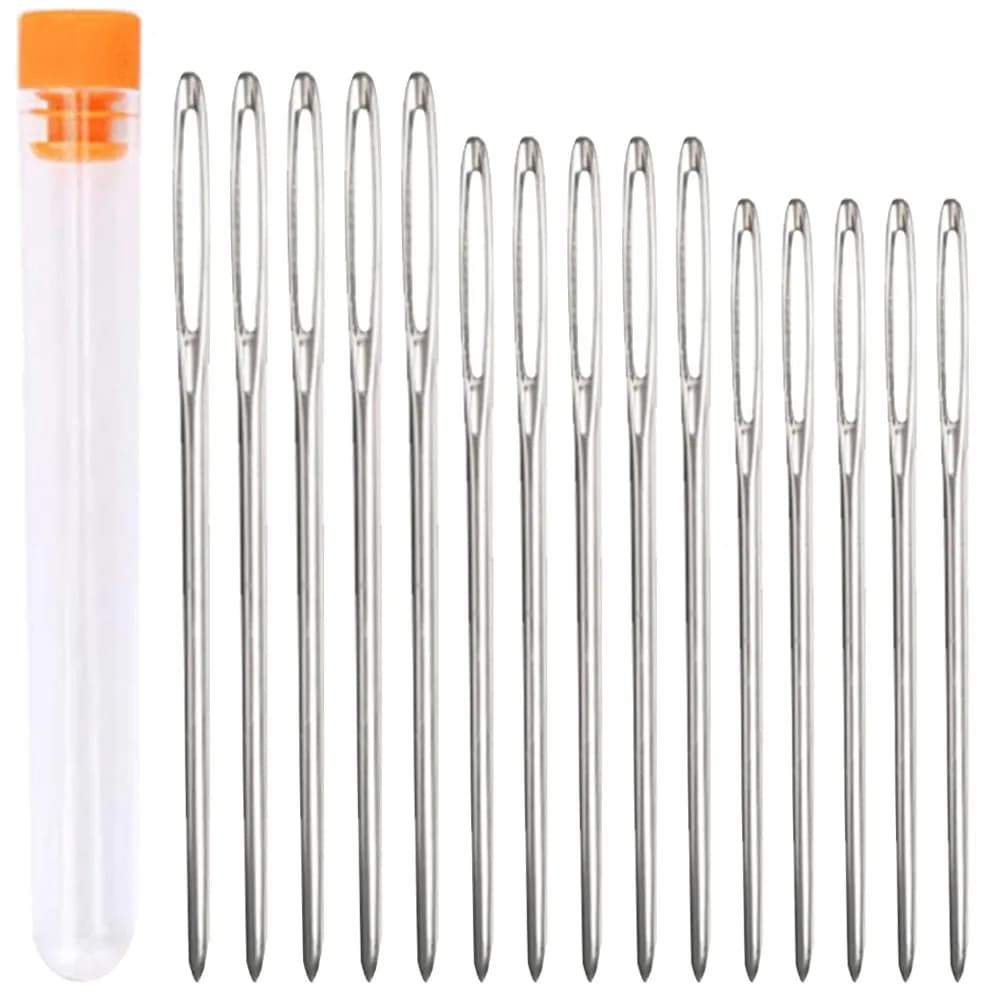 1Set Wear Resistant Metal Knitting Needles Large Eye Blunt Darning Needles for Knitting Crochet Tapestry Sewing Yarn Supplies