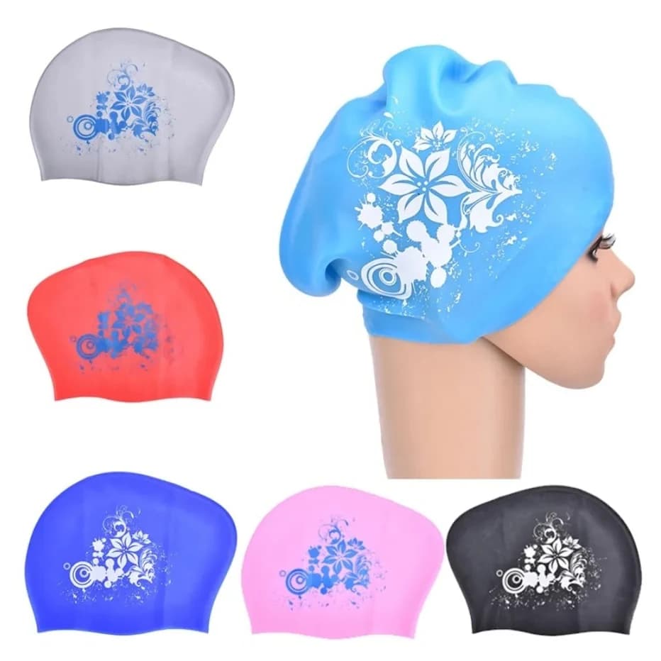 New Silicone Long Hair Swimming Headphone with Ear Protection for Women Swimming Accessories with Fashionable Printed Comfortable Headset