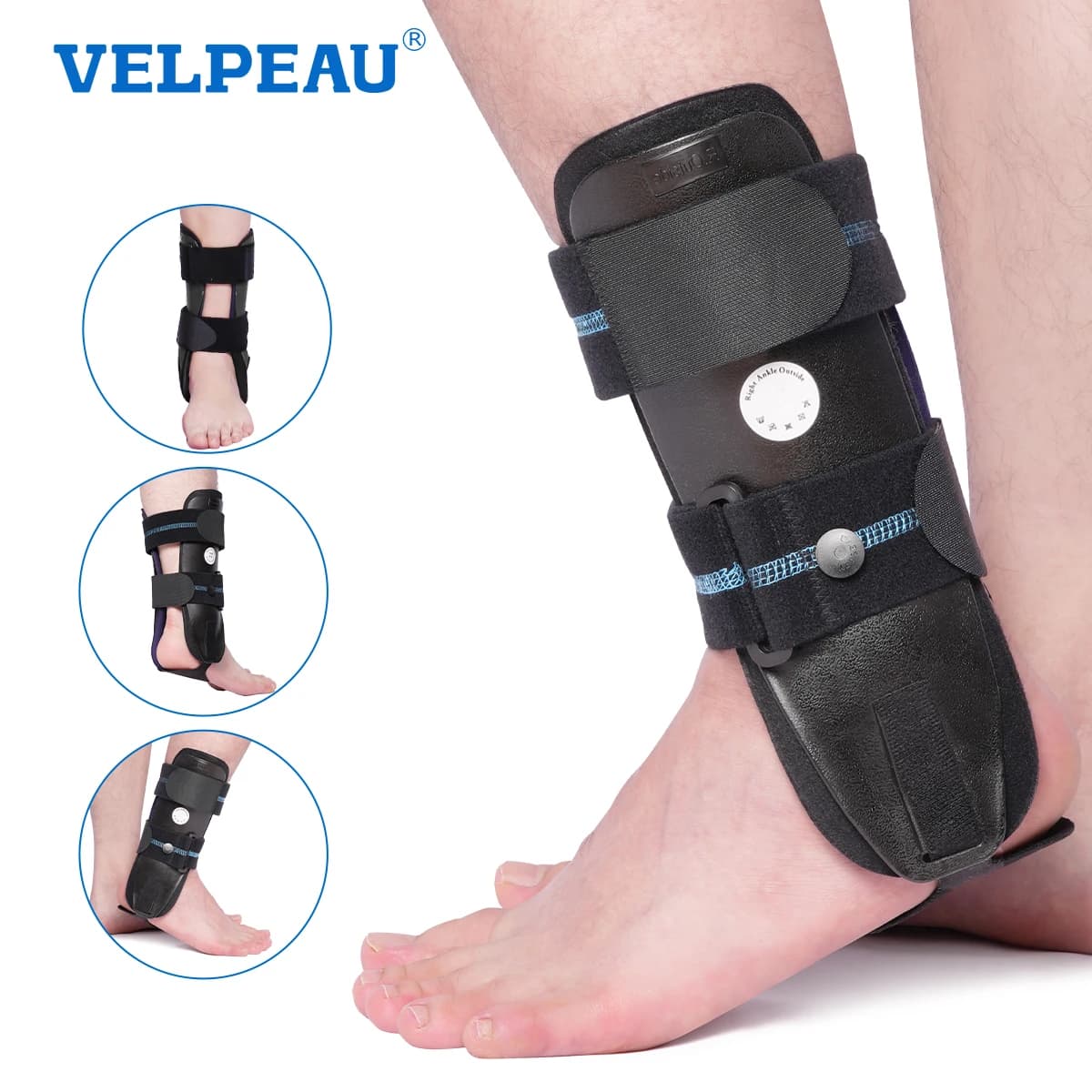 VELPEAU Supporto per tutore per caviglia per chirurgia da infortuni e tendinite, stabilizzatore per stecca per caviglia con staffa con imbottitura in schiuma e gel