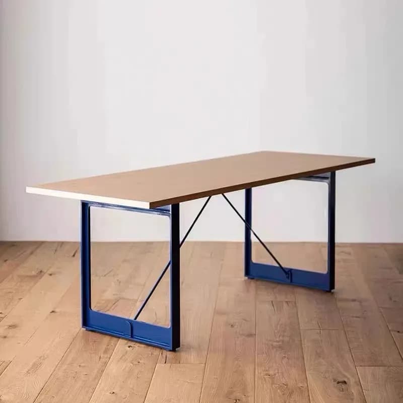 Scrivania in legno massello e ferro, scrivania da studio, scrivania per conferenze, tavolo grande, tavolo lungo, tavolo da ufficio semplice per computer, banco da lavoro