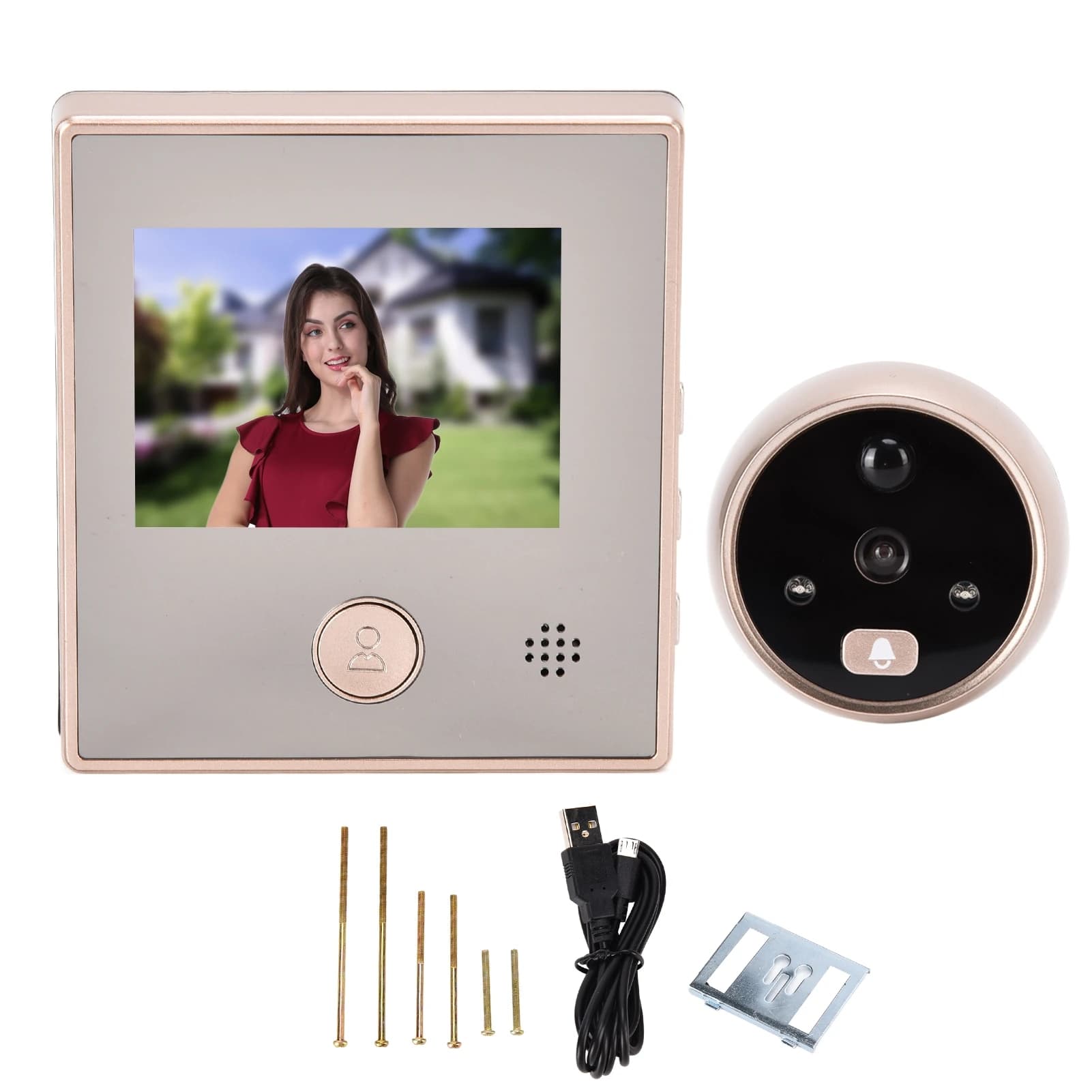 Telecamera per campanello notturno da 2,8 pollici Display LCD Videocitofono intelligente Campanello per foto e video automatici Rilevazione del movimento dell'occhio di gatto Batteria agli ioni di litio